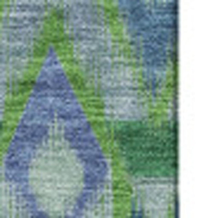 9' X 12' Southwestern Washable Area Rug With UV Protection (651904) - Green / Blue / Ivory