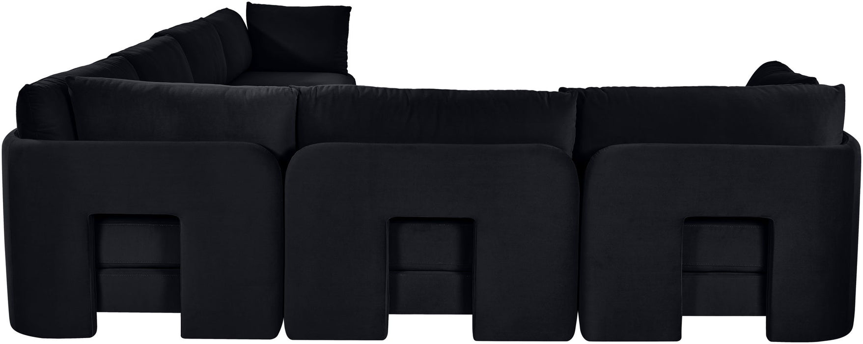Meridian Furniture Hammond velvet performance fabric 6-piece corner sectional sofa with plush upholstery and modern design.