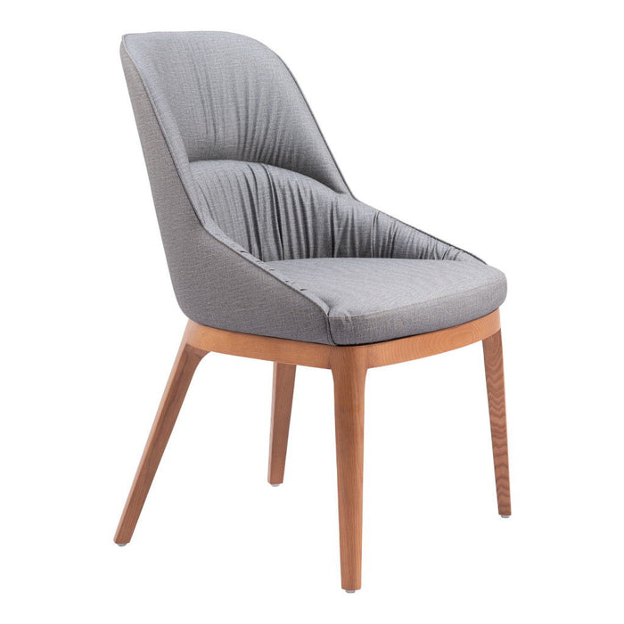 Upholstered Faux Leather Dining Room Side Chairs (Set of 2) - Gray / Brown