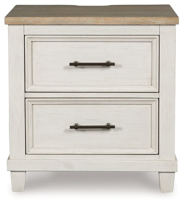 Shaybrock - Two Drawer Night Stand - Antique White / Brown