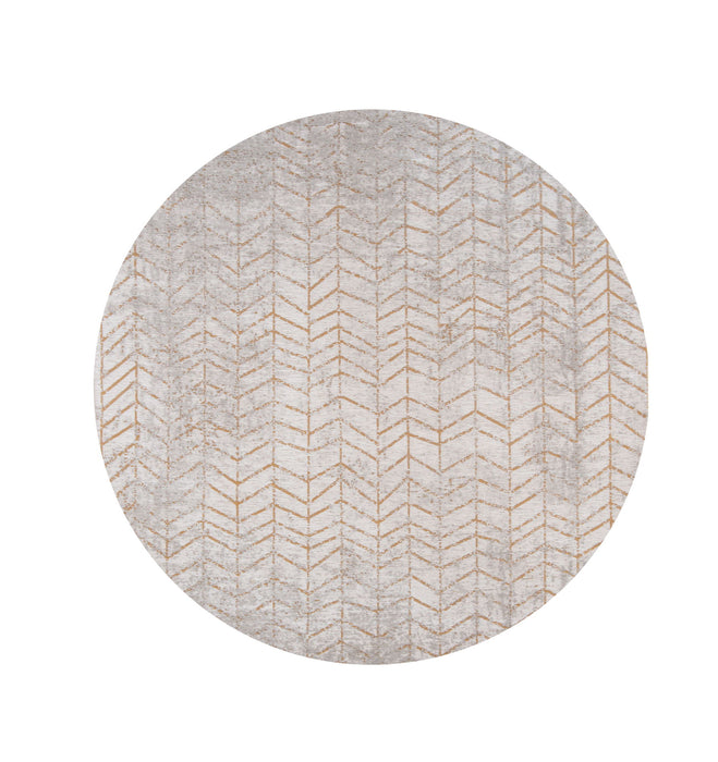 5' Round Chevron Non Skid Area Rug - Gray And Yellow