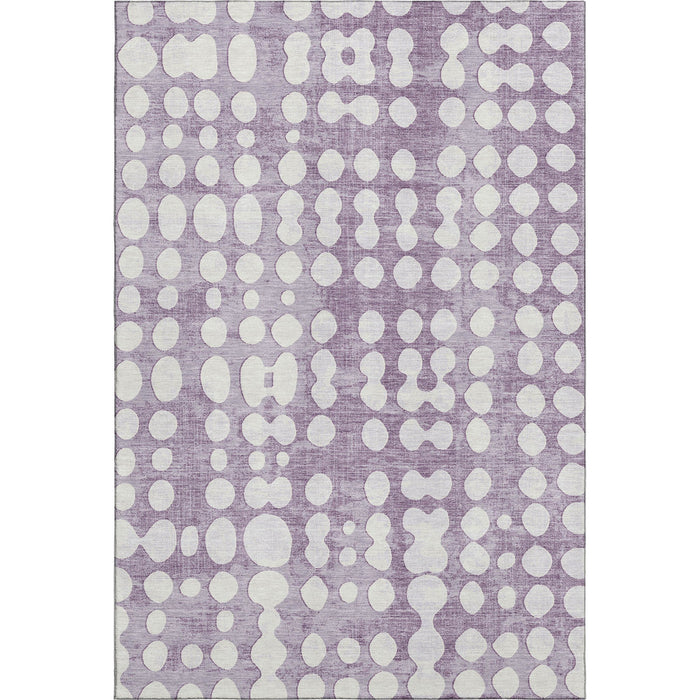 10' X 14' Polka Dot Washable Area Rug With UV Protection (669138) - Purple / Ivory