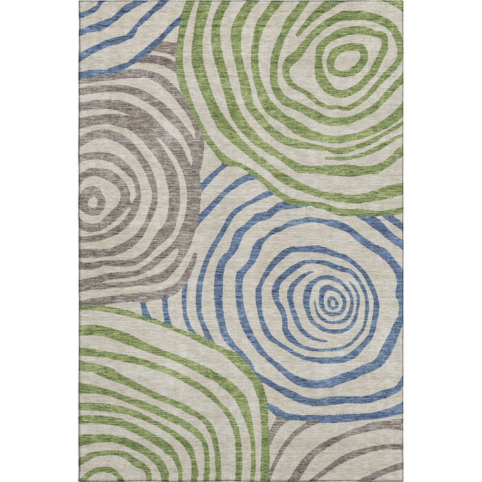 10' X 14' Abstract Washable Area Rug With UV Protection - Beige And Blue