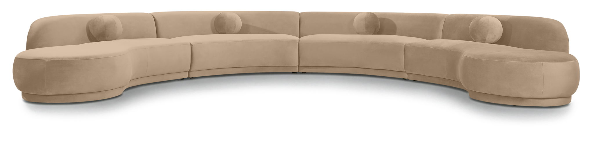 Meridian Furniture Avra 189-inch velvet performance fabric upholstered sectional sofa in a modern stationary style.