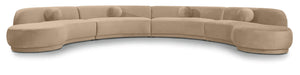 Meridian Furniture Avra 189-inch velvet performance fabric upholstered sectional sofa in a modern stationary style.