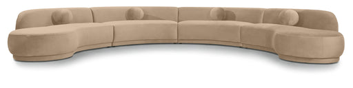 Meridian Furniture Avra 189-inch velvet performance fabric upholstered sectional sofa in a modern stationary style.