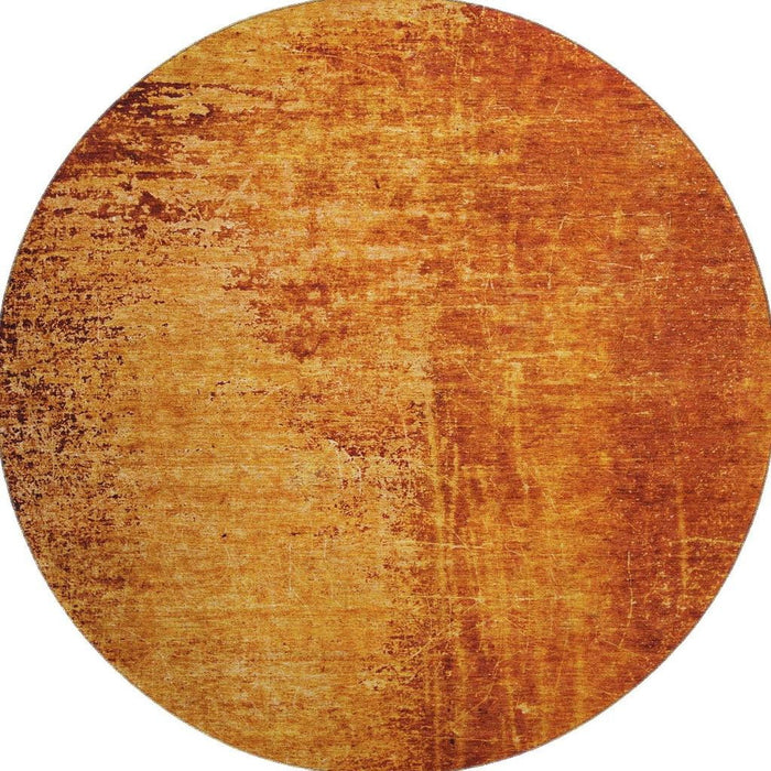 8' Abstract Washable Round Rug With UV Protection (648823) - Rust / Gray