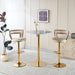 Set of two Giga modern bar stools with iron tube legs, soft cushions, and comfortable backrests, ideal for kitchen or bar areas.