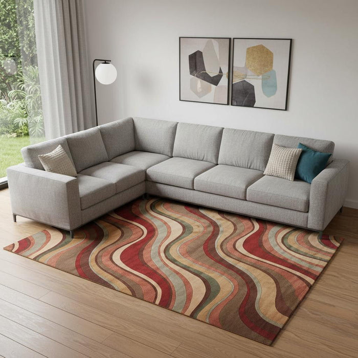 8' X 11' Striped Area Rug (551032) - Red