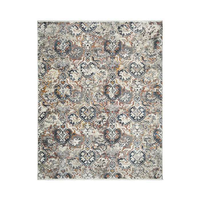 9' x 13' Oriental Distressed Area Rug With Fringe - Rust
