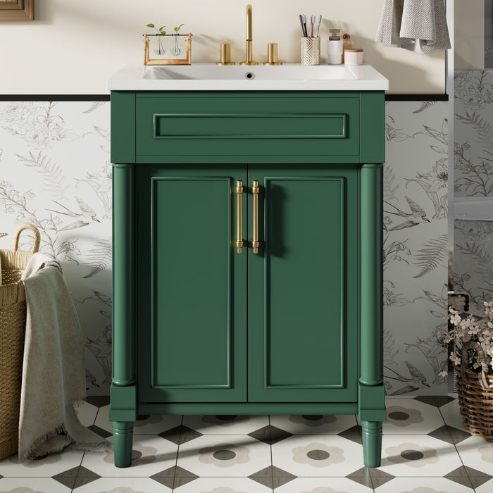 Giga bathroom vanity with integrated sink and two-door cabinet, ideal for small to medium bathrooms, modern and functional design.