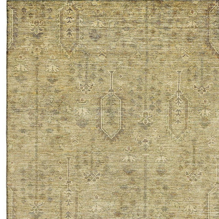 10' X 14' Southwestern Washable Area Rug With UV Protection - Gold And Taupe