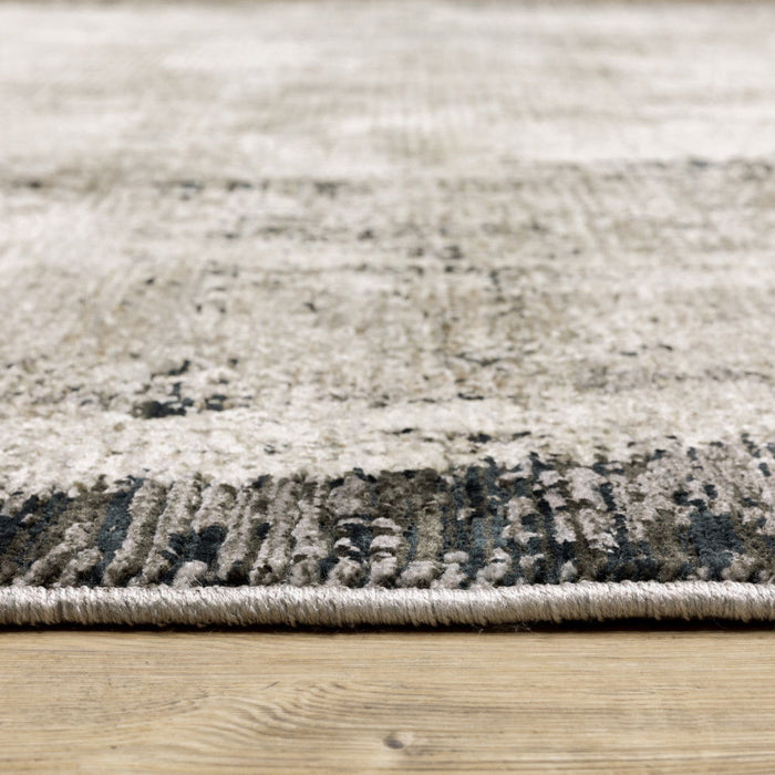 10' x 13' Abstract Power Loom Stain Resistant Area Rug - Gray Ivory Charcoal Tan Black And Beige