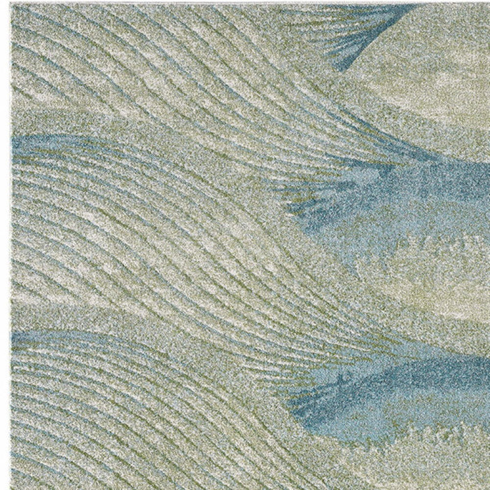 10' x 13' Abstract Waves Modern Area Rug - Blue Beige