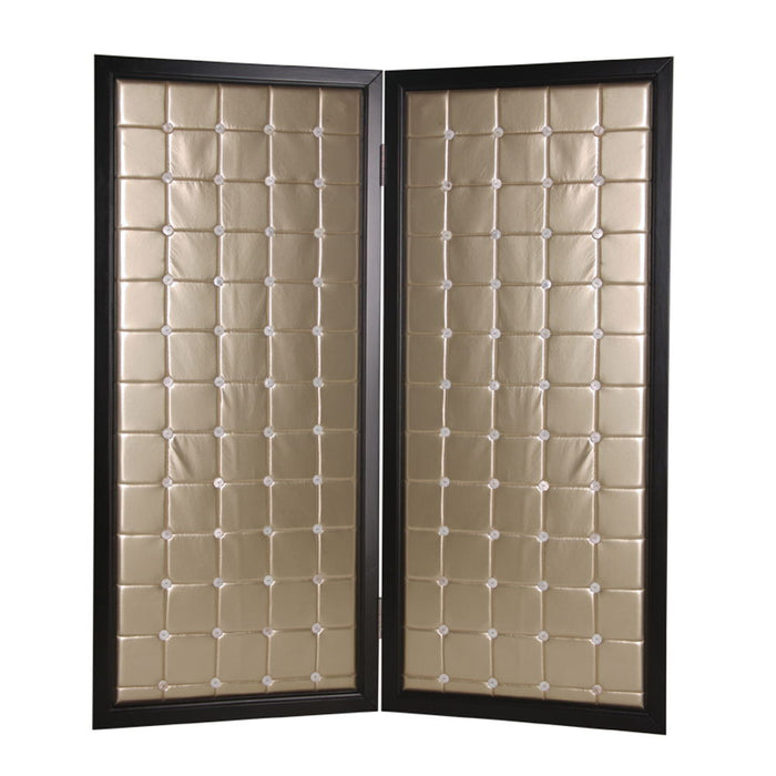 59" x 67" Wood & Fabric Screen - Gold