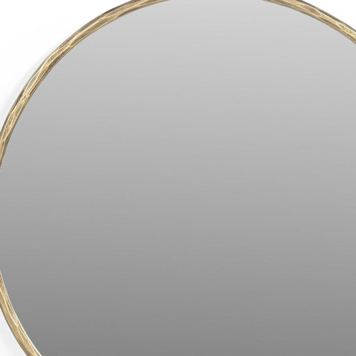 24" Round Brass Iron Framed Accent Mirror - Gold
