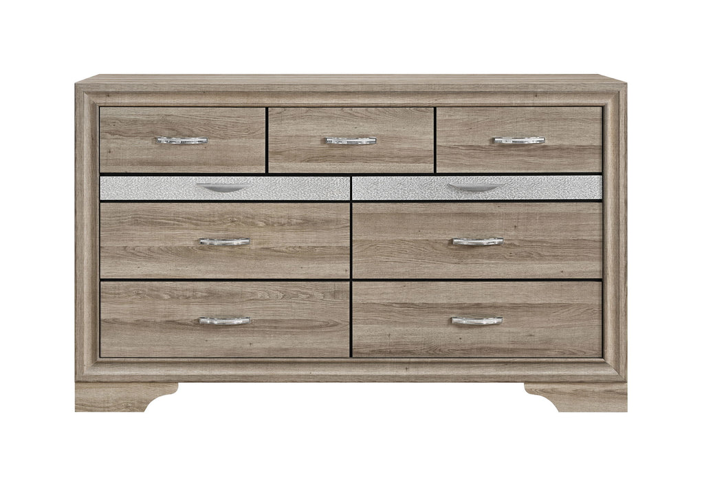 Seville - 5 Piece Queen Bedroom Set (Bed, Dresser & Mirror, Nightstand, Chest) - Natural