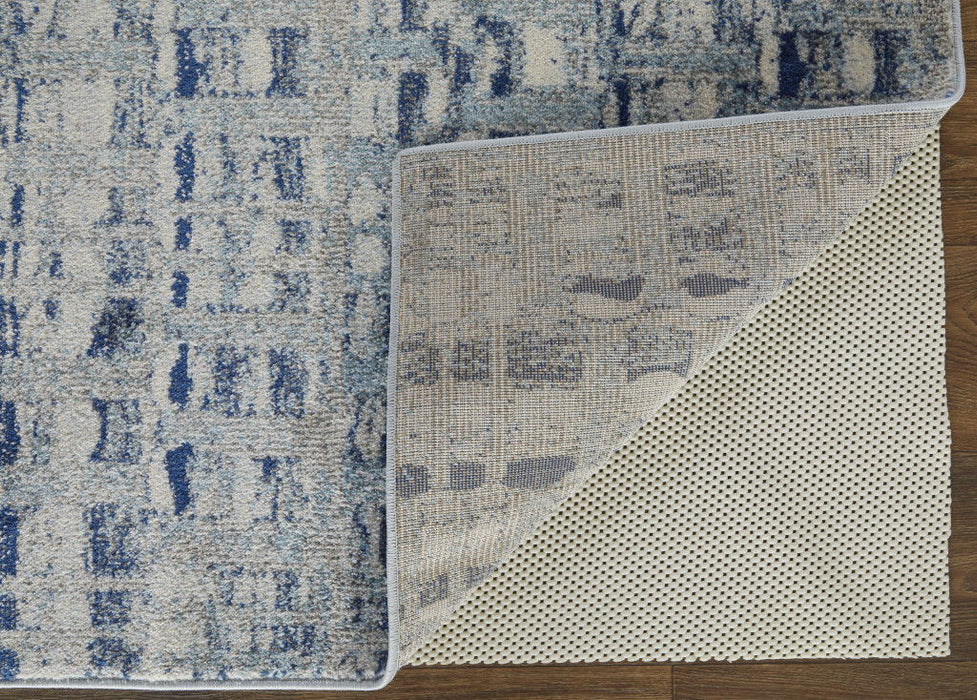 10' x 14' Abstract Power Loom Stain Resistant Area Rug - Ivory And Blue