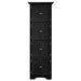 Giga tall accent storage cabinet with doors and four shelves, ideal for living room, kitchen, office, bedroom, or bathroom.