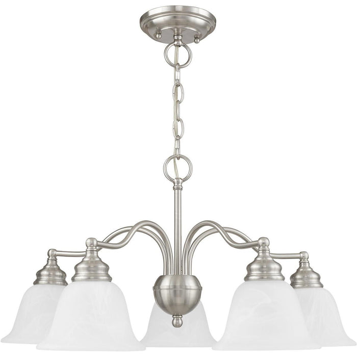 13'' Five Light Dimmable Chandelier With Shades - Nickel