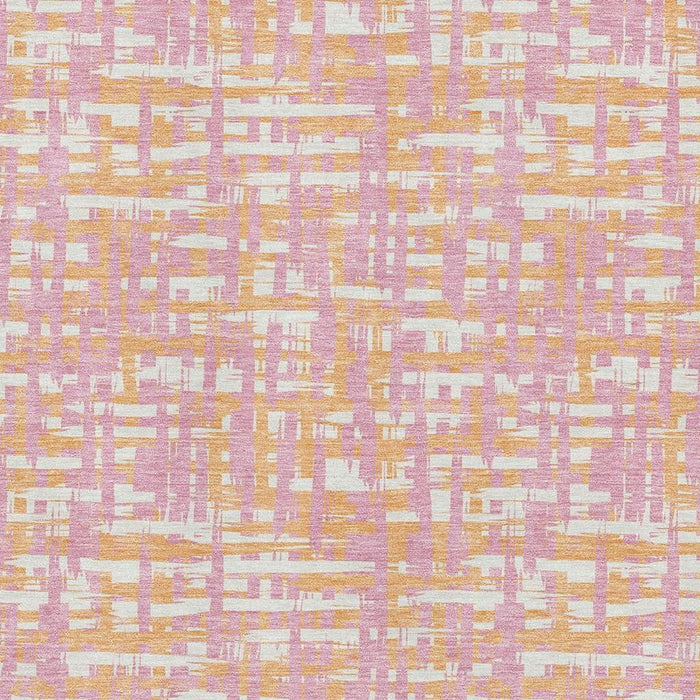 10' X 14' Abstract Geometric Washable Area Rug With UV Protection (683075) - Pink / Ivory / Orange