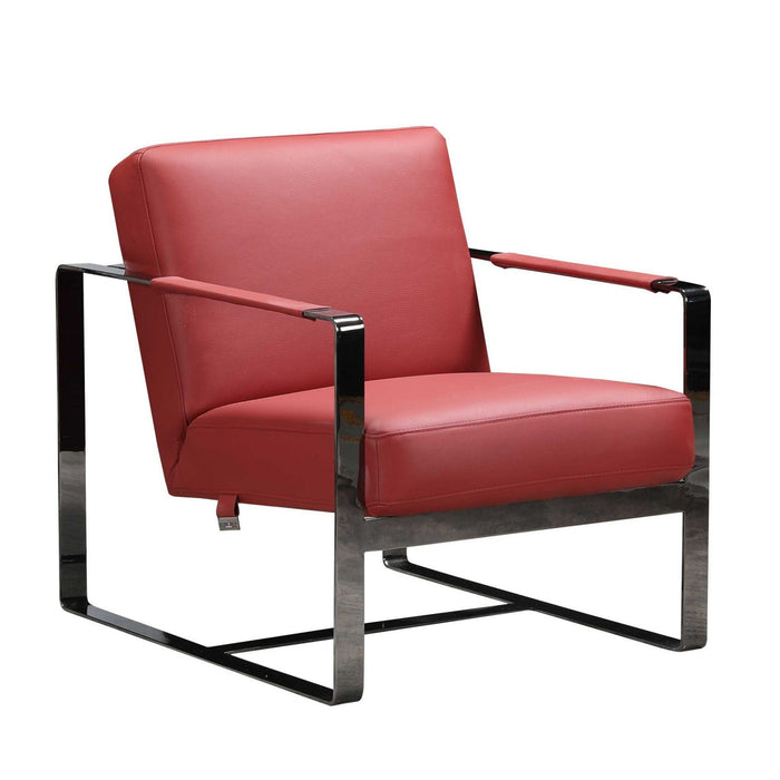 Genuine Leather Arm Chair - Red And Black
