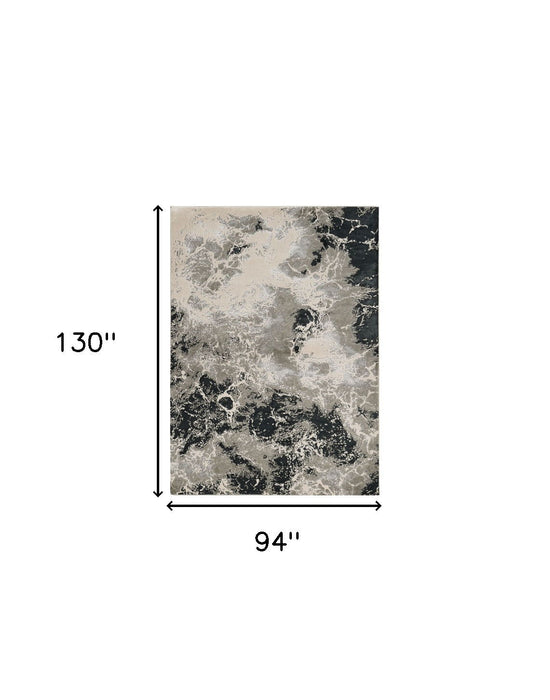 8' x 11' Machine Woven Abstract Watercolor Indoor Area Rug - Silver