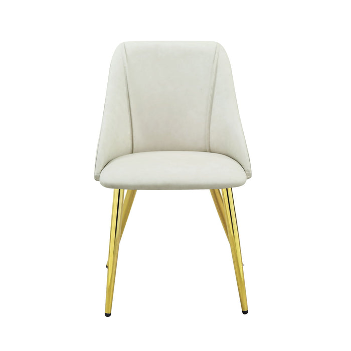 Upholstered Faux Leather Metal Dining Side Chairs (Set of 2) - White