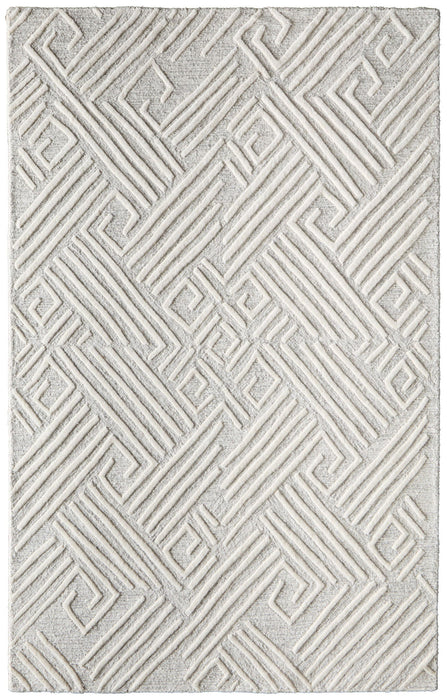 12' X 15' Geometric Hand Tufted Area Rug - Tan And Ivory
