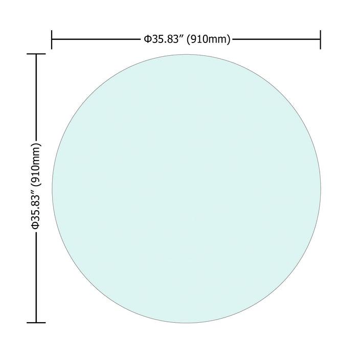 Clear 36-inch round tempered glass table top with polished edges, ideal for modern dining or accent tables by Giga.