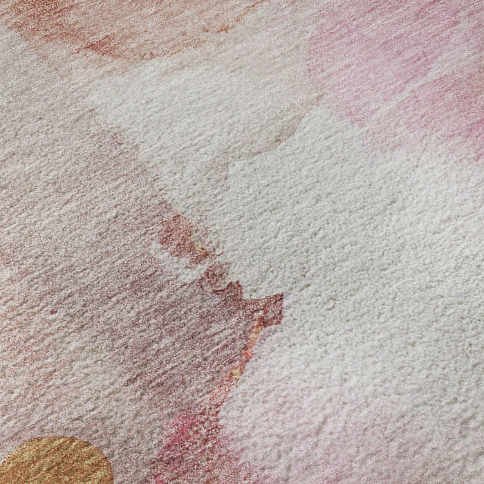 10' X 14' Abstract Washable Area Rug With UV Protection (714793) - Pink / Ivory
