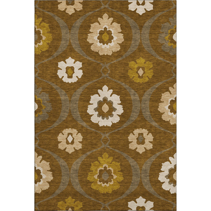 10' X 14' Medallion Washable Area Rug With UV Protection (668065) - Coffee / Gold / Beige