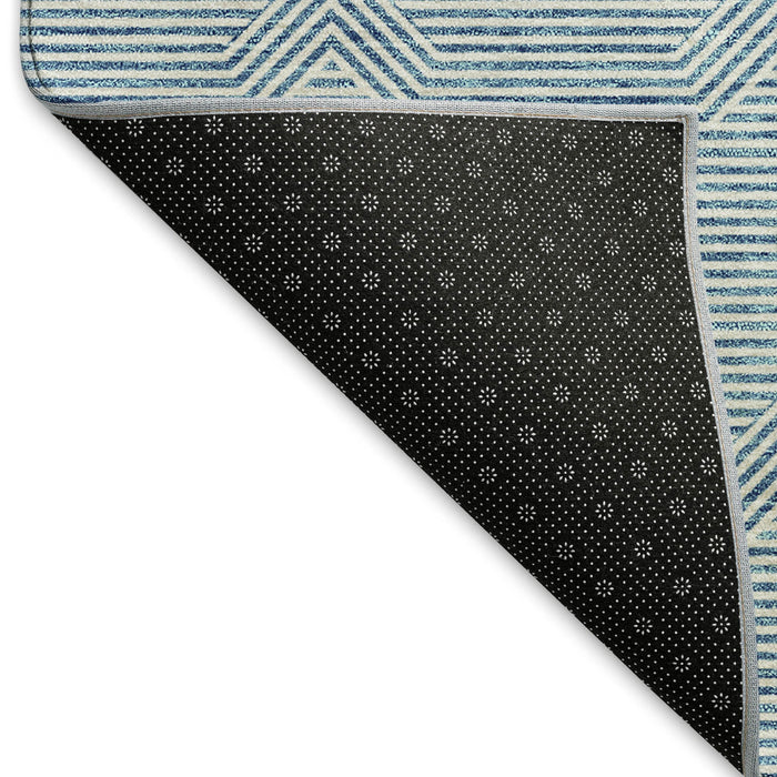 10' X 14' Abstract Geometric Washable Area Rug With UV Protection (672380) - Teal / Ivory