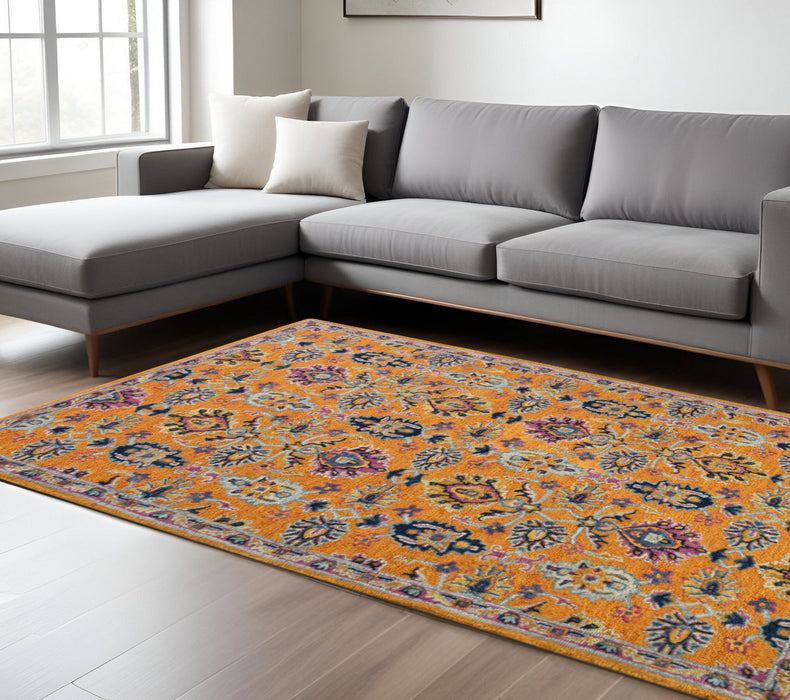 8' X 10' Wool Floral Hand Tufted Area Rug - Orange