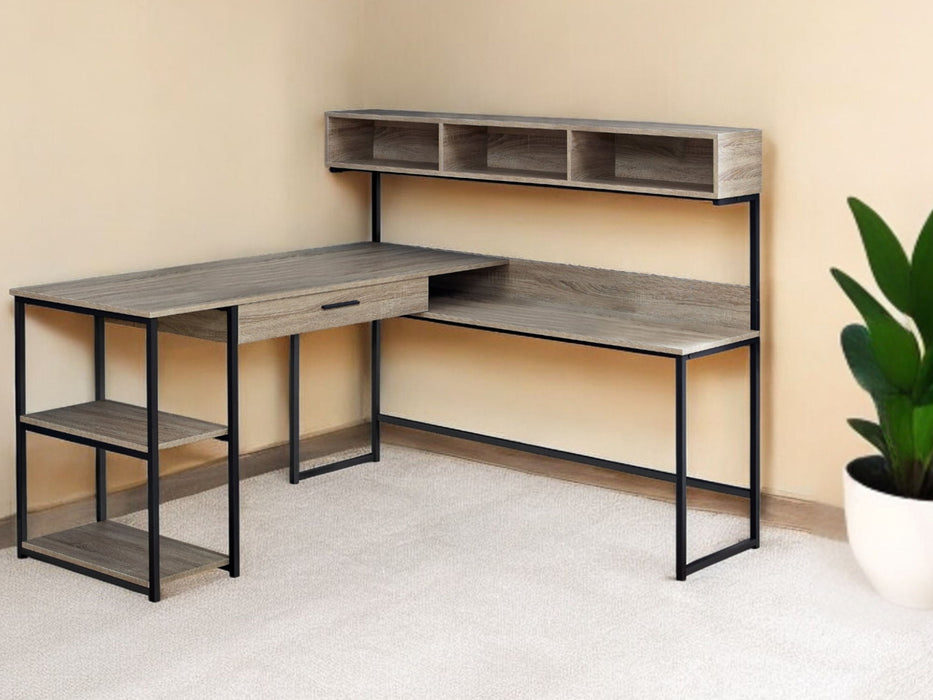 59" L Shape Computer Desk - Taupe And Black