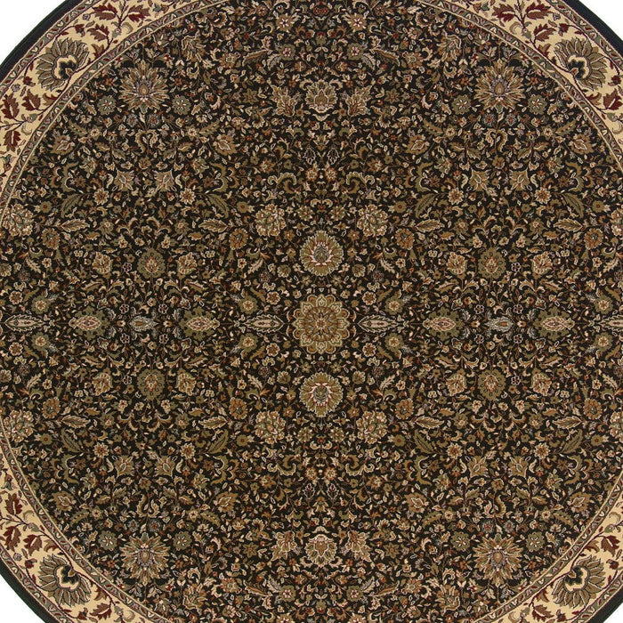 8' Oriental Round Rug - Brown / Ivory