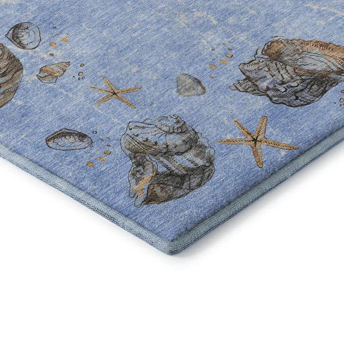 10' X 14' Geometric Washable Area Rug With UV Protection (646073) - Blue / Brown / Ivory