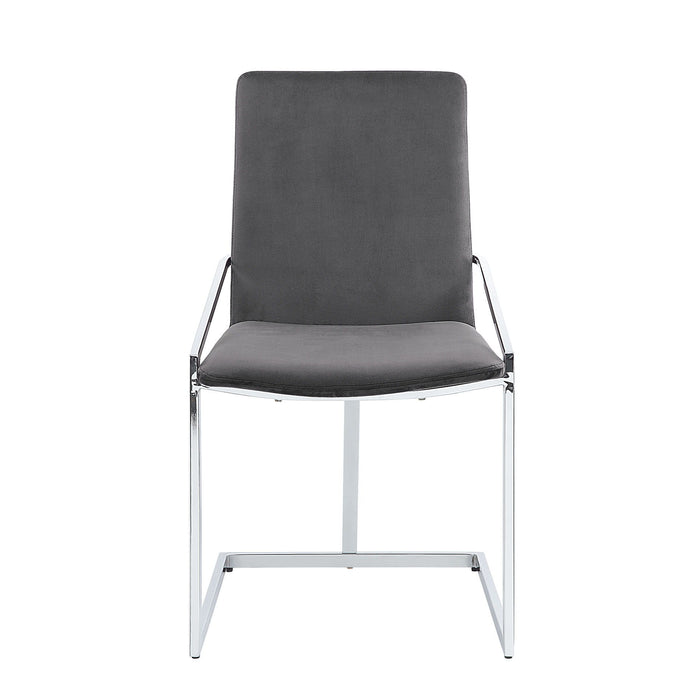 Upholstered Velvet Metal Dining Side Chairs (Set of 2) - Gray