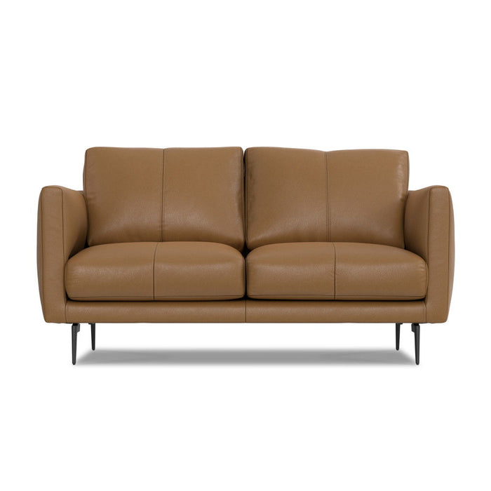 60" Leather Sofa With Black Legs - Brown
