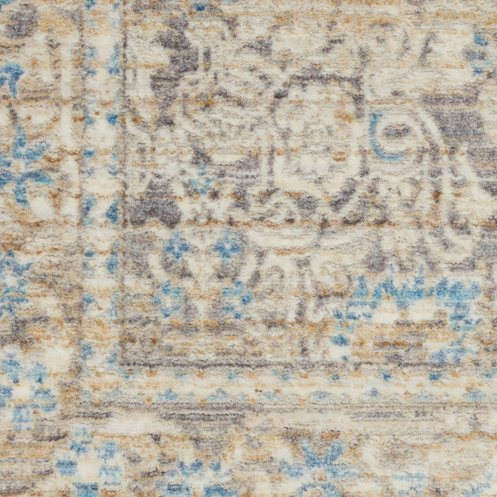 8' X 10' Floral Area Rug With Fringe (556375) - Blue