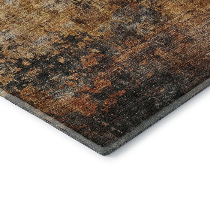 10' X 14' Abstract Washable Area Rug With UV Protection (688388) - Rust / Silver / Gray