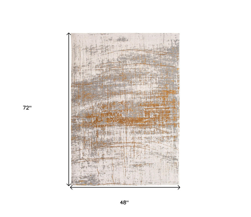 5' x 7' Abstract Non Skid Area Rug - Gray And Gold