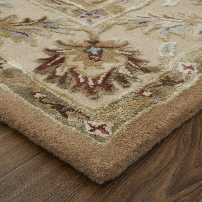 5' X 8' Floral Hand Tufted Area Rug - Tan And Ivory