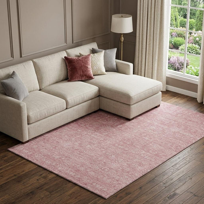 10' X 14' Floral Washable Area Rug With UV Protection (656885) - Blush / Ivory