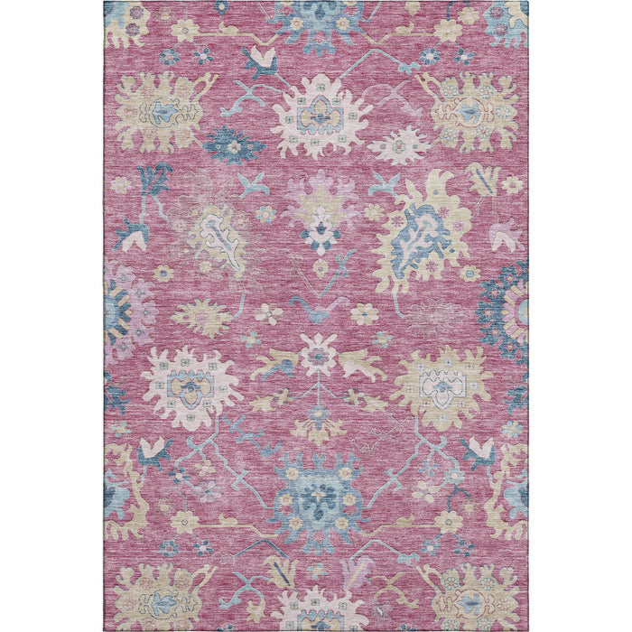 10' X 14' Floral Washable Area Rug With UV Protection (686969) - Pink / Blue / Beige