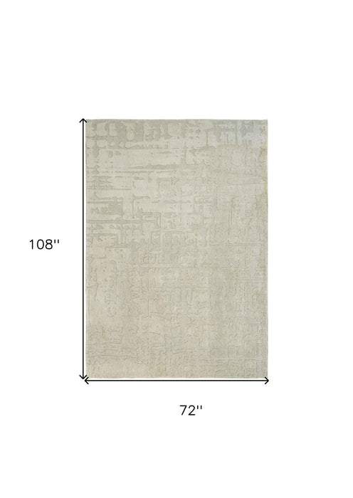 7' x 9' Abstract Non Skid Area Rug - Beige And Gray