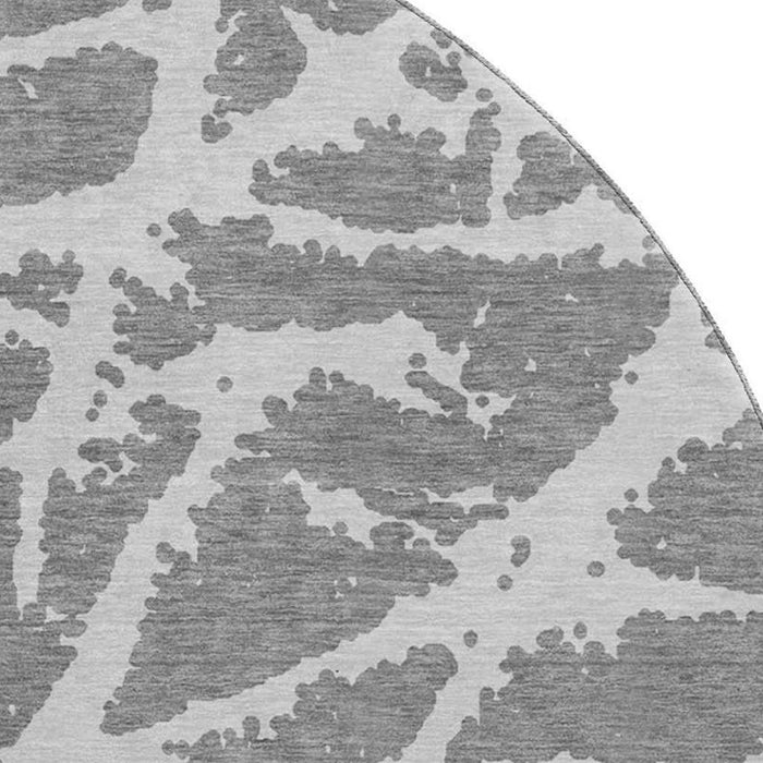 8' Abstract Washable Round Rug With UV Protection (646533) - Charcoal / Ivory