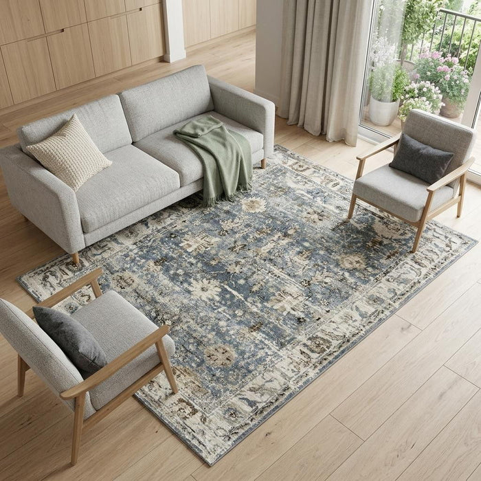 7' X 10' Oriental Area Rug (570073) - Blue / Ivory / Brown