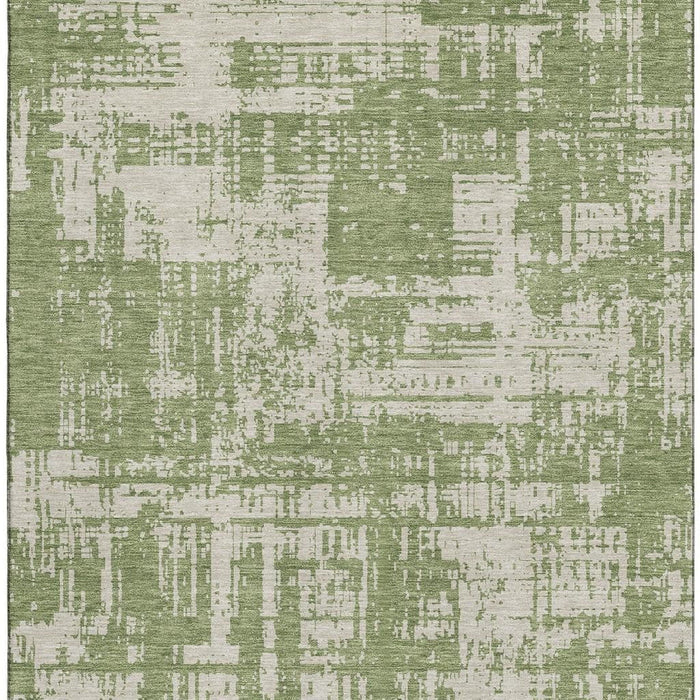 10' X 14' Abstract Washable Area Rug With UV Protection (671150) - Green / Beige