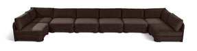 Beige Hammond velvet upholstered 8-piece U-shaped armless sectional sofa by Meridian Furniture, showcasing plush seating and modern design.